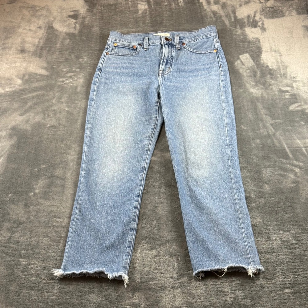 Madewell The Perfect Vintage Crop Jean Light Wash Raw Hem Denim 27